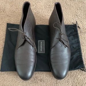 Ermenegildo Zegna Dark Brown Pebbled Half Boots